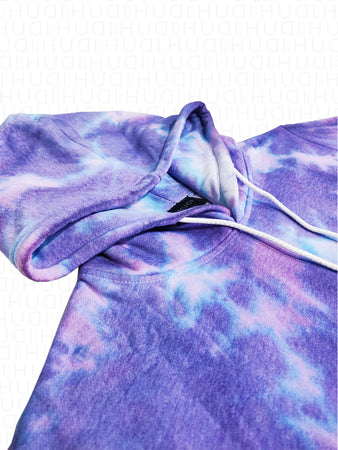 Tie Dye Hoodie Purple Petals - Hudivyn Premium Cotton Pullover Hoodie