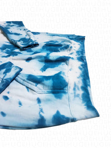 Tie Dye Hoodie Blue Fire - Hudivyn Premium Cotton Pullover Hoodie